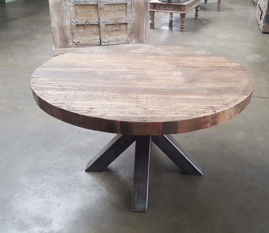 verticaal ik ben verdwaald Maryanne Jones Industrieel ronde tafel - Te koop tafels in eiken & teak en goedkoop. -  Teak Paleis